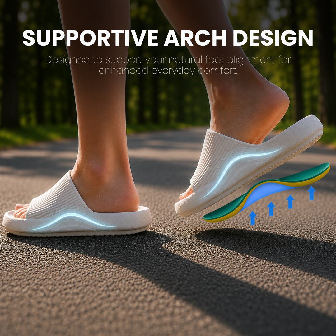 Comfy Cloud Slides - Cloud-Like Cushioning & Arch Support (Unisex)